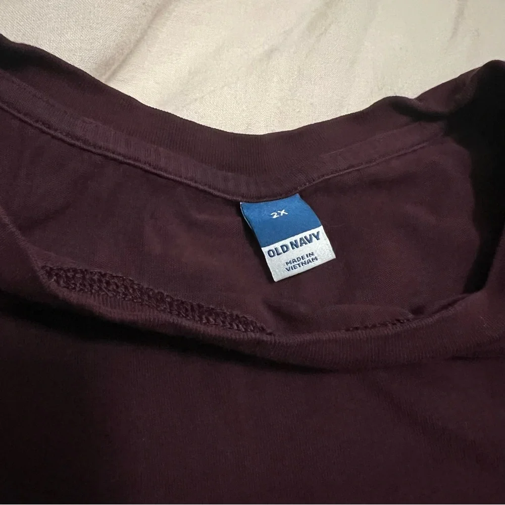 Boxy Maroon Top 2x Cropped Long Sleeve - Picture 3 of 4